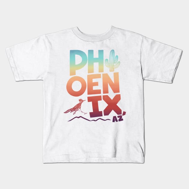 Phoenix Rainbow Type Kids T-Shirt by DreamBox